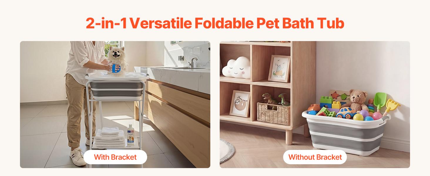 VEVOR Dog Bathtub, Elevated Dog Bath Tub, 2 in 1 Collapsible Pet Bathing Grooming Wash Station, Portable Foldable Space-saving, Built-in Drain Outlet with Drain Hose for Small Pet Cat, Gray White VEVOR Dog Bathtub, Elevated Dog Bath Tub, 2 in 1 Collapsible Pet Bathing Grooming Wash Station, Portable Foldable Space-saving, Built-in Drain Outlet with Drain Hose for Small Pet Cat, Gray White