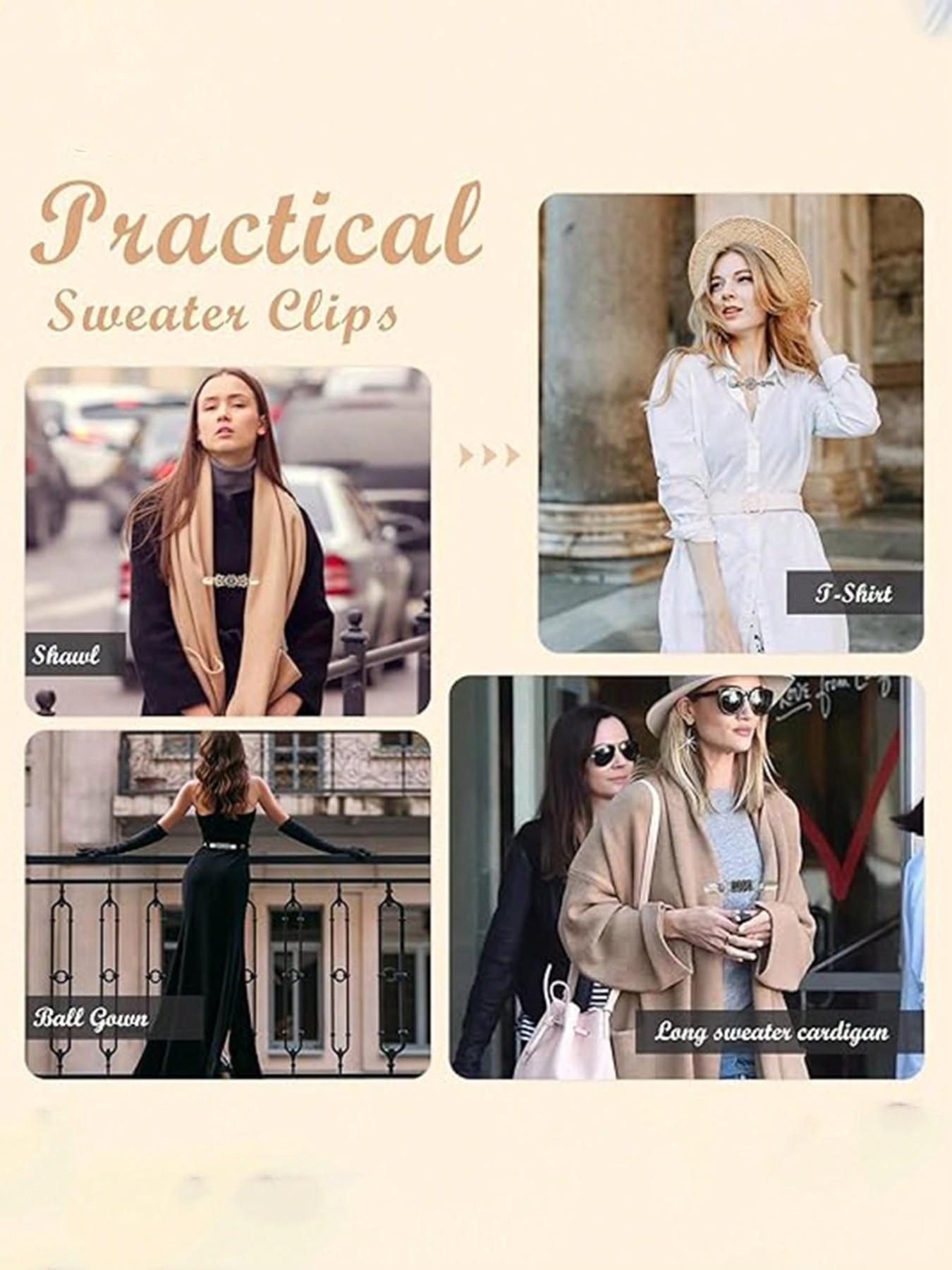 4-Piece Vintage Waist Cincher Set, Retro Sweater Dress Scarf Cardigan Clips, Women's Belly Control Belt for Dresses and Pants