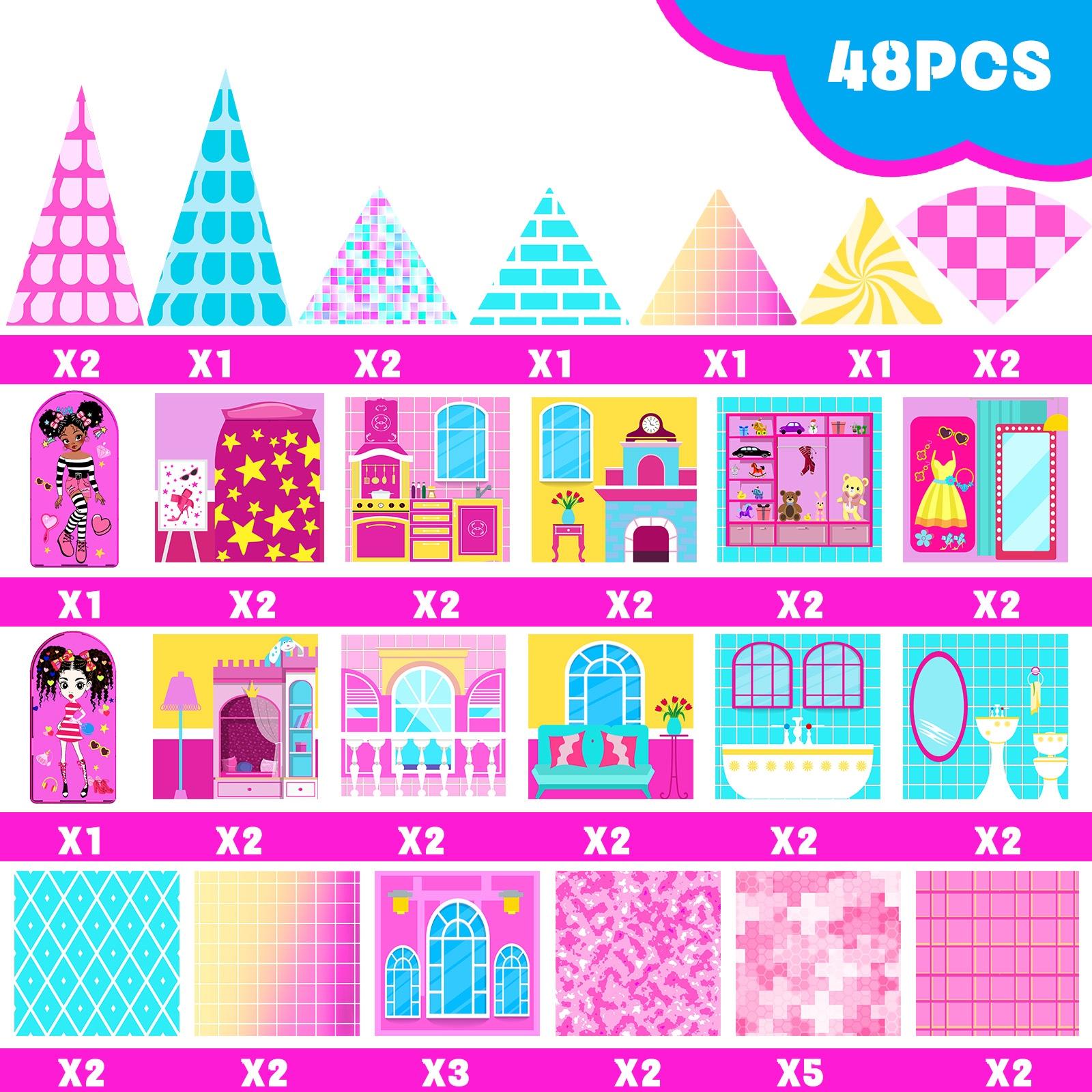 Magnetic Tiles Set, Castle Building Blocks, Stem Educational Toy for Kids, Ages 3-8, Birthday Gift for Boys and Girls