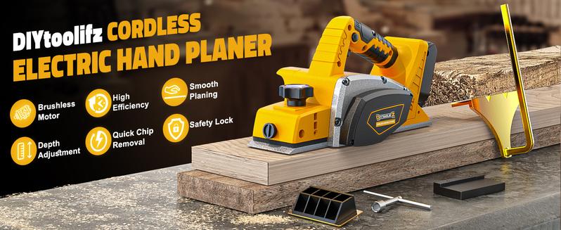 Cordless 3-1/4" Electric Hand Planer Compatible with Dewalt 20V Battery (No Battery!!) 15000RPM Power Wood Planer for Woodworking Carpentry and Home DIY Edge