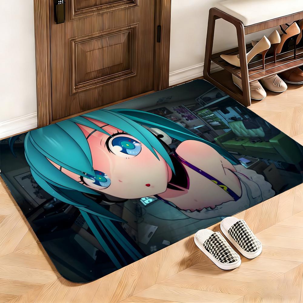 Music Hatsune Miku Floor Mat This soft flannel mat provides a cozy Soft flannel mat with quick water absorption, non-slip and durable. Easy to clean, ideal for bathroom and entryway use.