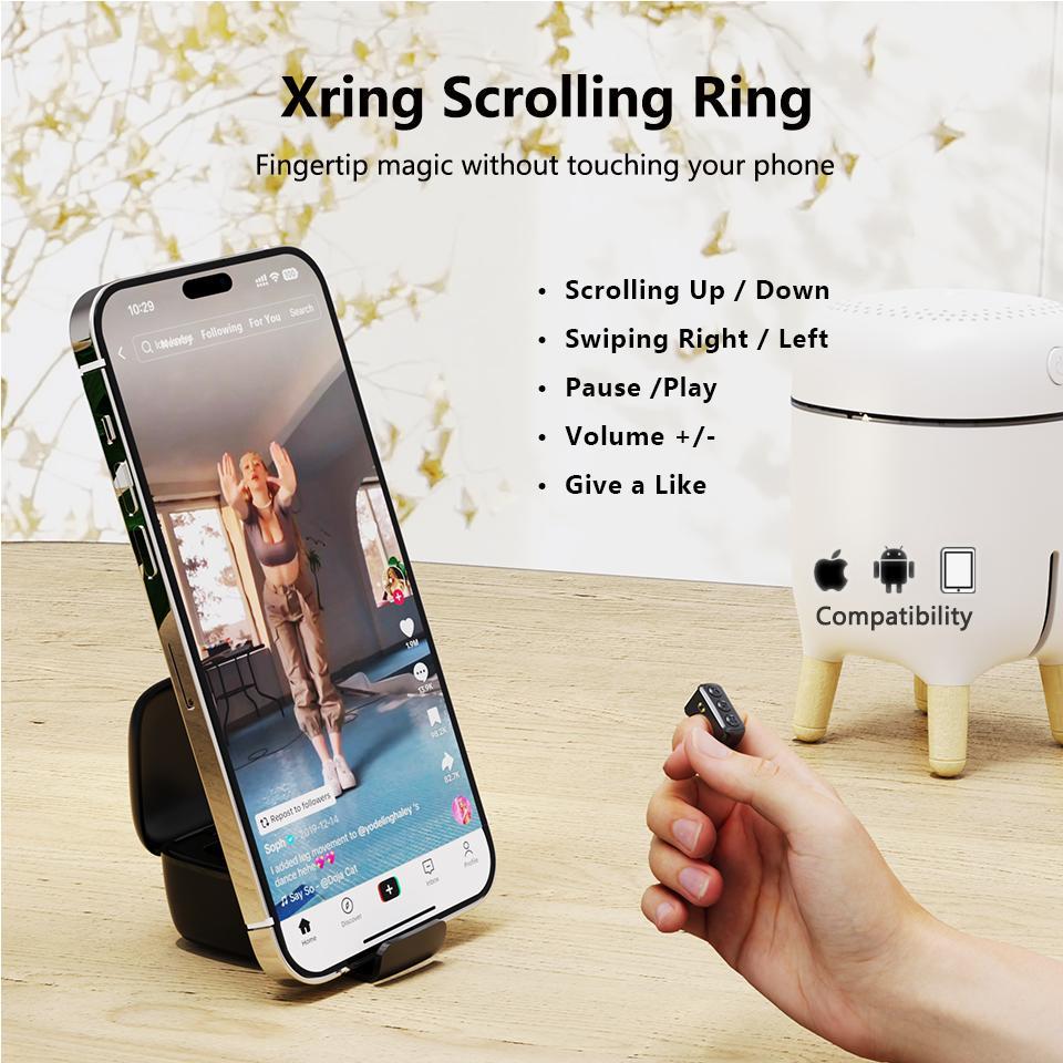 Wireless Remote Control Ring, Selfie Video Controller for Phone, Automatic Page Turner for Various APP, Mobile Remote Control, Selfie Accessories