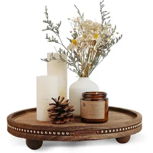 11.81in Round Decorative Tray Ideal for Coffee Table Farmhouse Kitchen Living Room Bathroom Home Decor Centerpiece