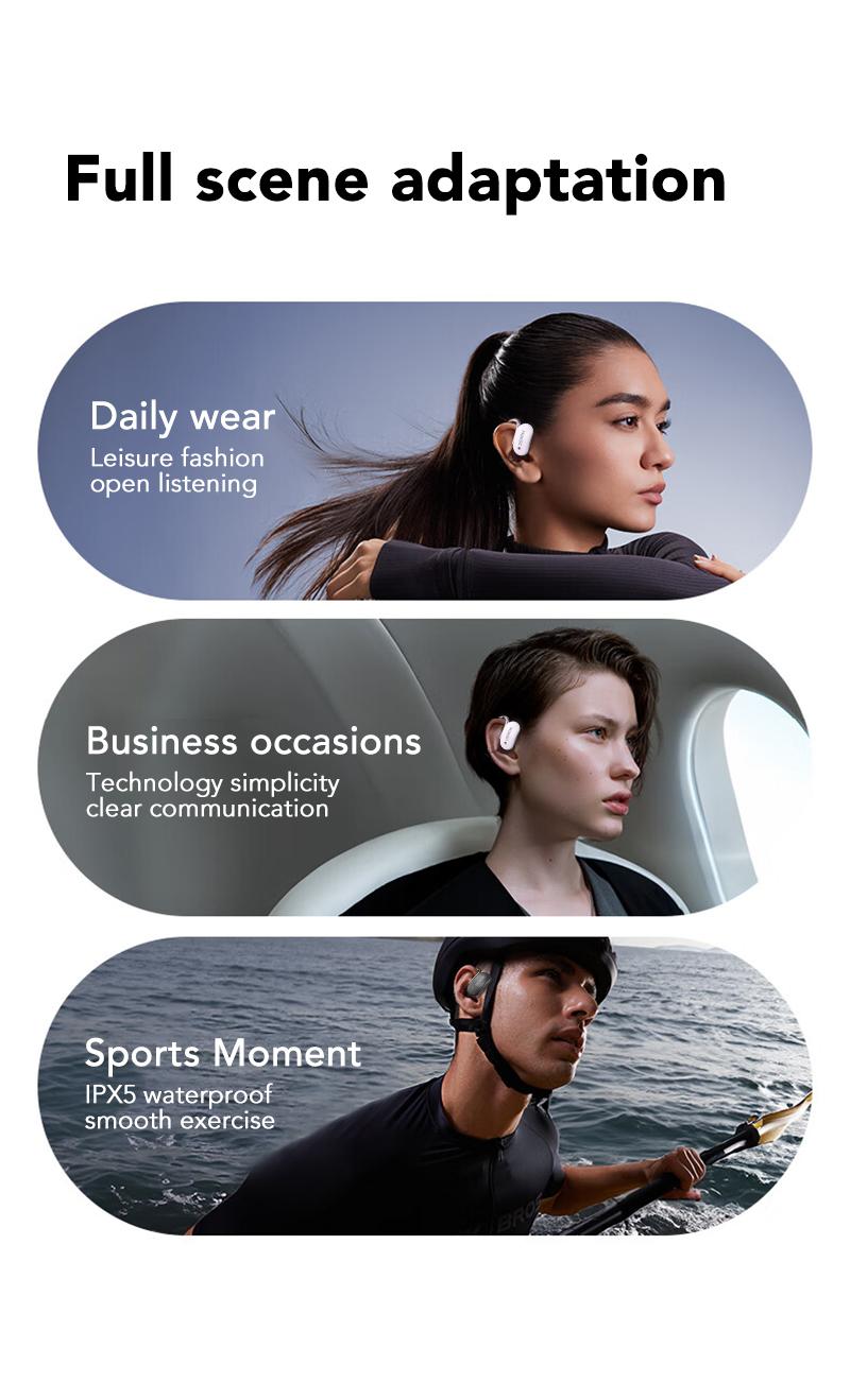 MINISO X68 Open Ear Bluetooth 5.4 Headphones, True Wireless Over Ear Headsets, 38Hrs Long Battery Playtime for Music Work Earphones Audio Electronic