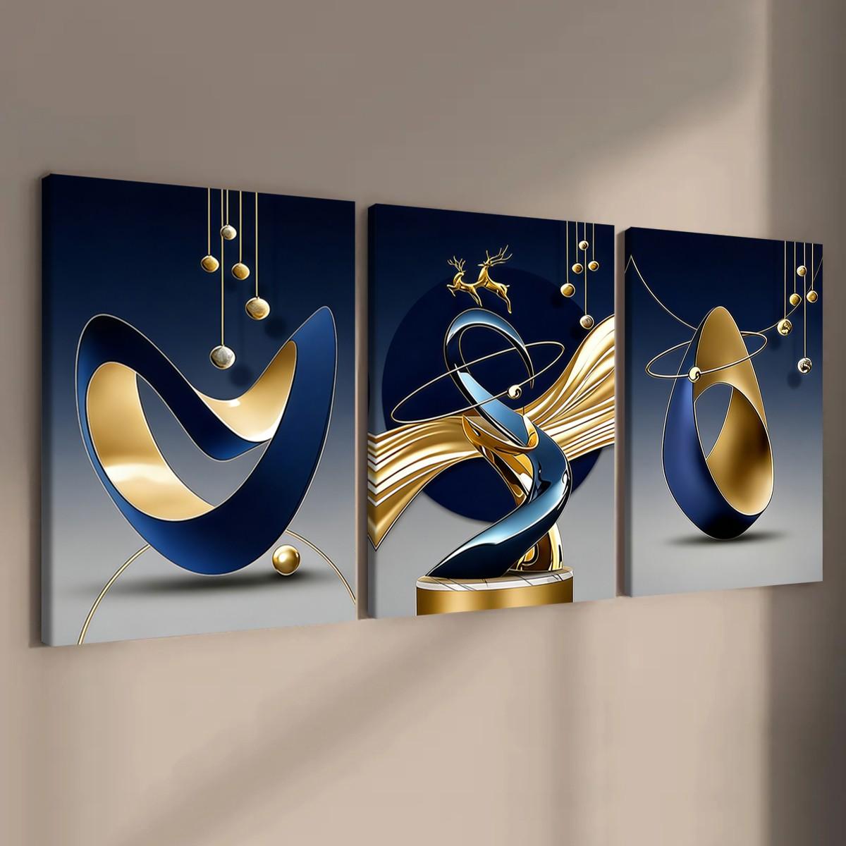 3 count wooden frame canvas, fashionable geometric design poster, modern abstract art decoration, Contemporary Art, exquisite family poster, suitable for living room corridor wall, HD inkjet printing, waterproof art, Artwork