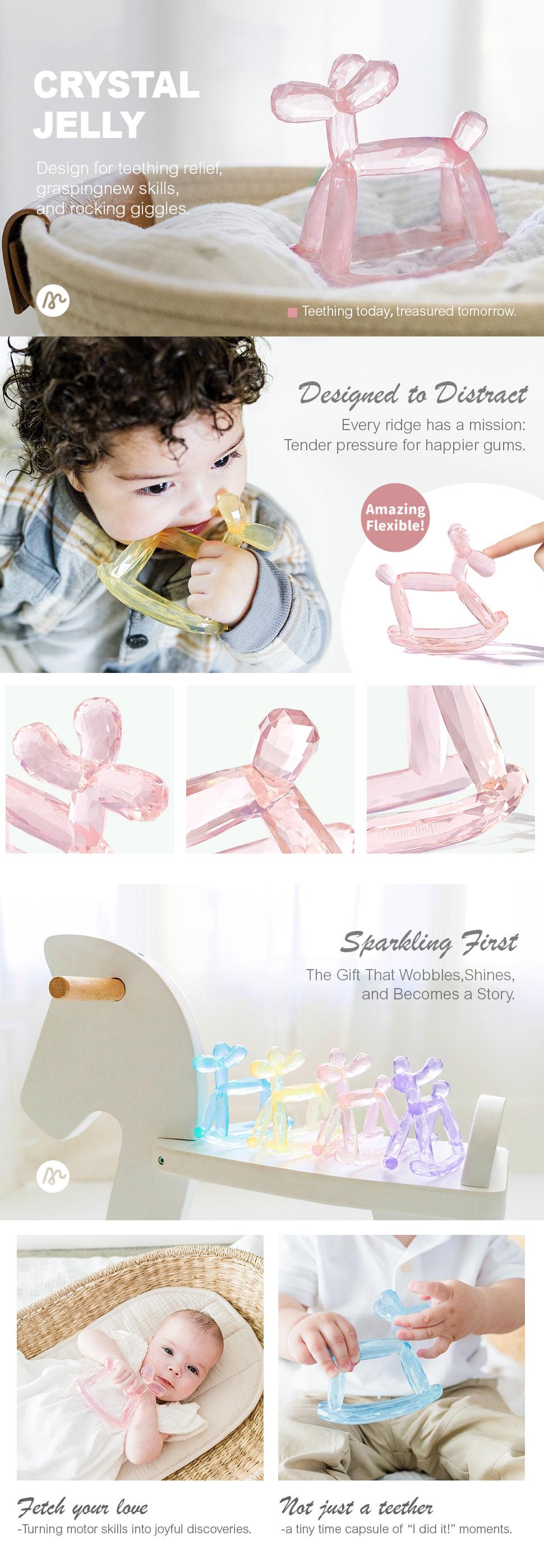 Miraloop Baby Silicone Teething toy with Rockable Crystaldog Design(3–18 Months) — 8 Chewing Ends for Teething Pain Relief, Easy-Grip Bars for Hand Training, Wrist Loop to Reduce Drops,BPA-Free Miraloop Baby Silicone Teething toy with Rockable Crystaldog Design(3–18 Months) — 8 Chewing Ends for Teething Pain Relief, Easy-Grip Bars for Hand Training, Wrist Loop to Reduce Drops,BPA-Free