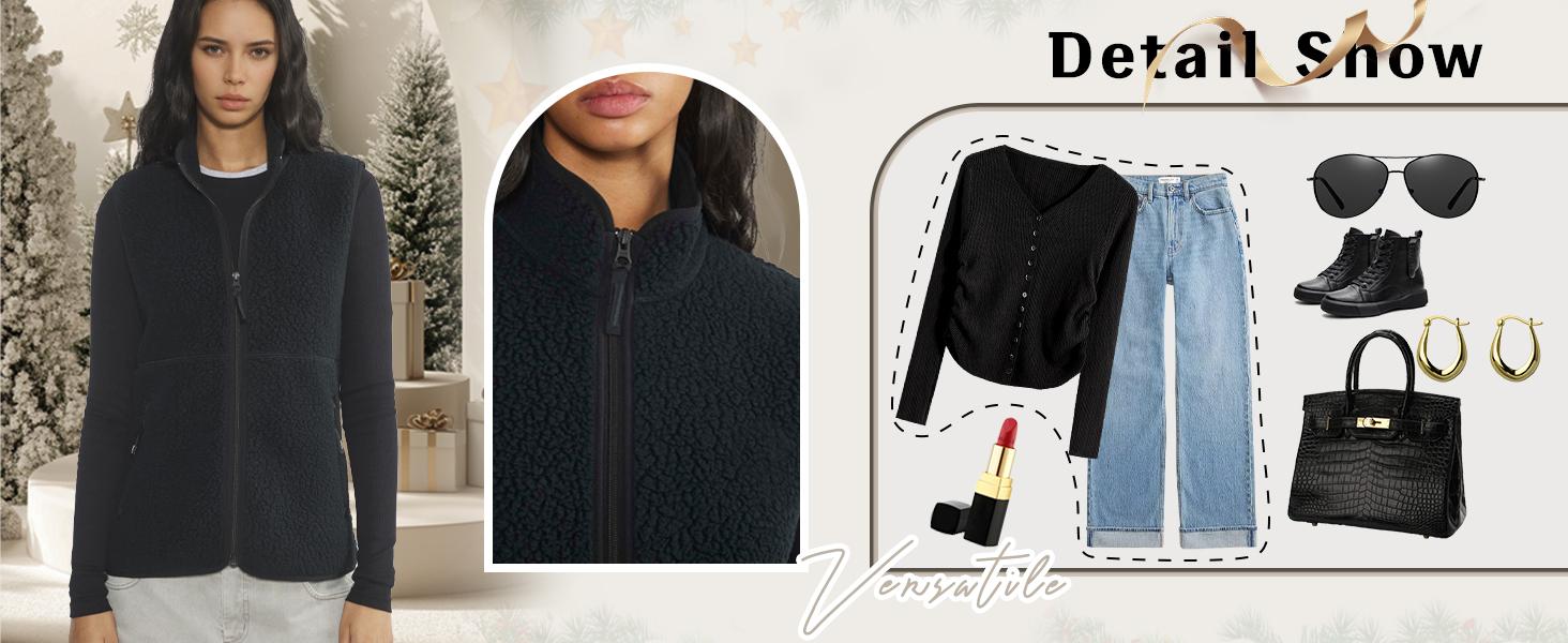 Songling Sherpa Fleece Vest for Women Trendy Warm Sleeveless Vests Jacket Lightweight Zip Coats with Pockets Fall Outerwear Womenswear Fabric Soft Outdoor Songling Sherpa Fleece Vest for Women Trendy Warm Sleeveless Vests Jacket Lightweight Zip Coats with Pockets Fall Outerwear Womenswear Fabric Soft Outdoor