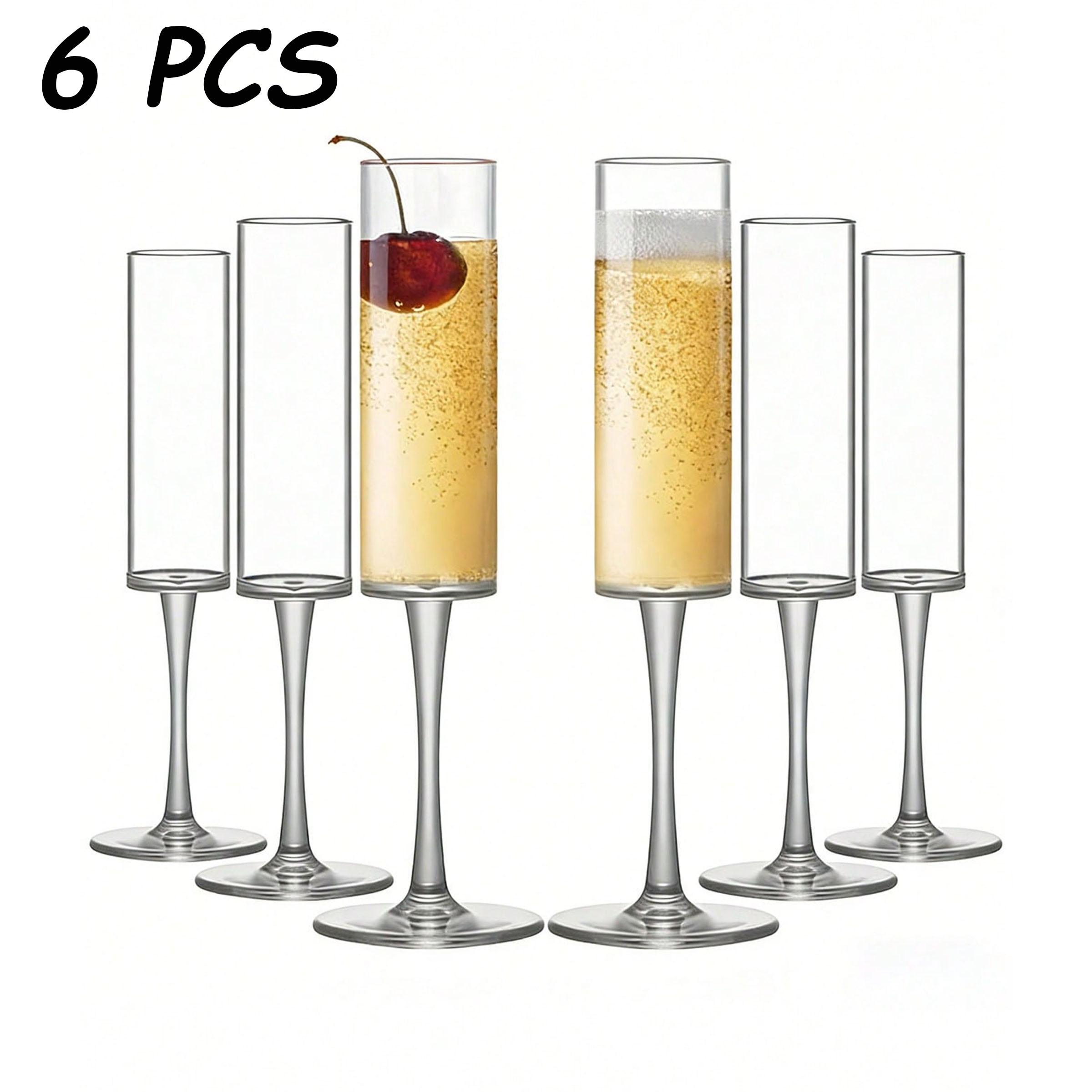 3/6 Pack Shatterproof Acrylic Champagne Glasses, 5.5oz Reusable Highball Cups, Transparent Martini Glasses, Perfect for Cocktails and Desserts