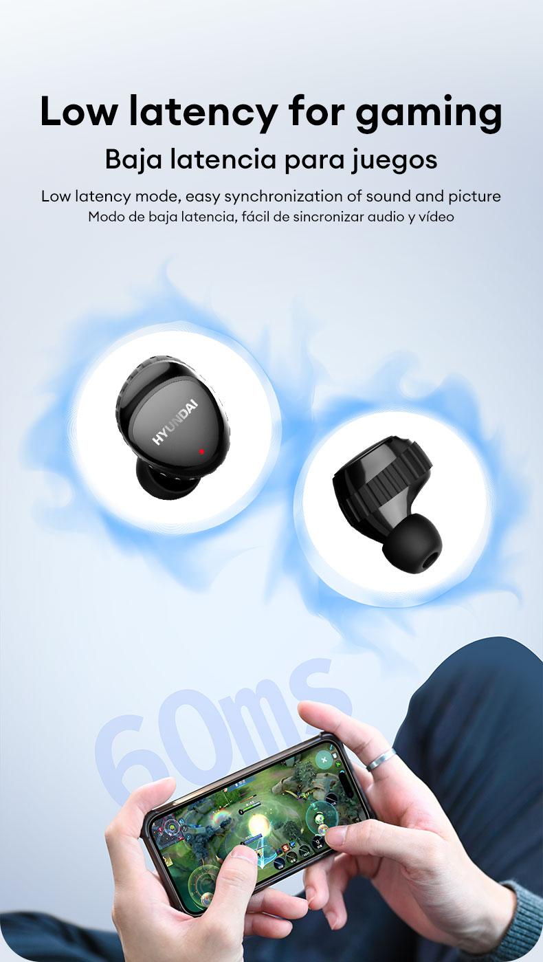 HYUNDAI SpaceAiPro Full-Color Touch Display Multifunctional Earbuds, Large Dynamic Stereo Sound Quality, Light-weigh & Waterproof Headphones with ENC Call Noise Canceling Mic