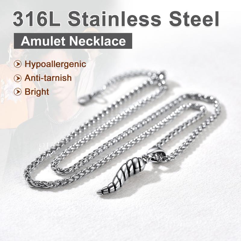 U7 Italian Horn Pendant for Men Women Cornicello Necklace 316L Stainless Steel Men Jewelry