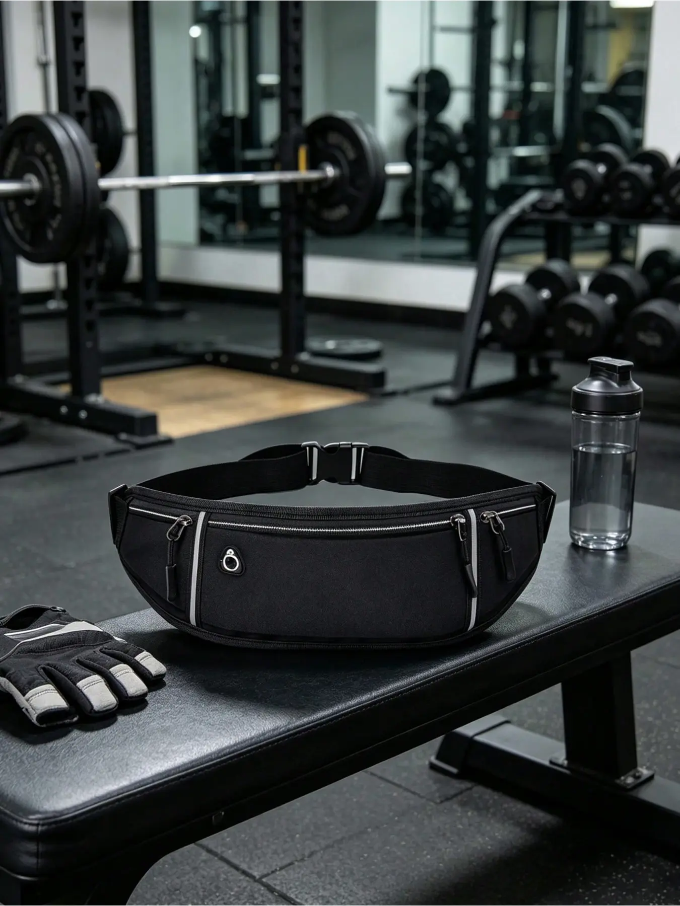 Unisex ultra-thin waterproof running belt, running belts with expandable multiple zipper compartments, side reserved special headphone outlet, breathable, sweat-proof, and waterproof fabric