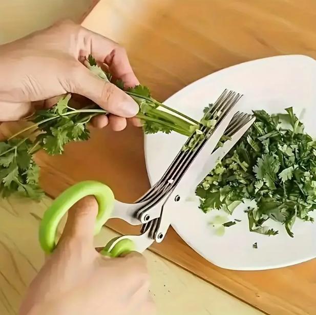 5-Layered Stainless Steel Kitchen Scissors with Protective Cover & Built-in Cleaner Utensils for BBQ & Indoor Use Durable Safe Versatile Onion & Herb Shredder