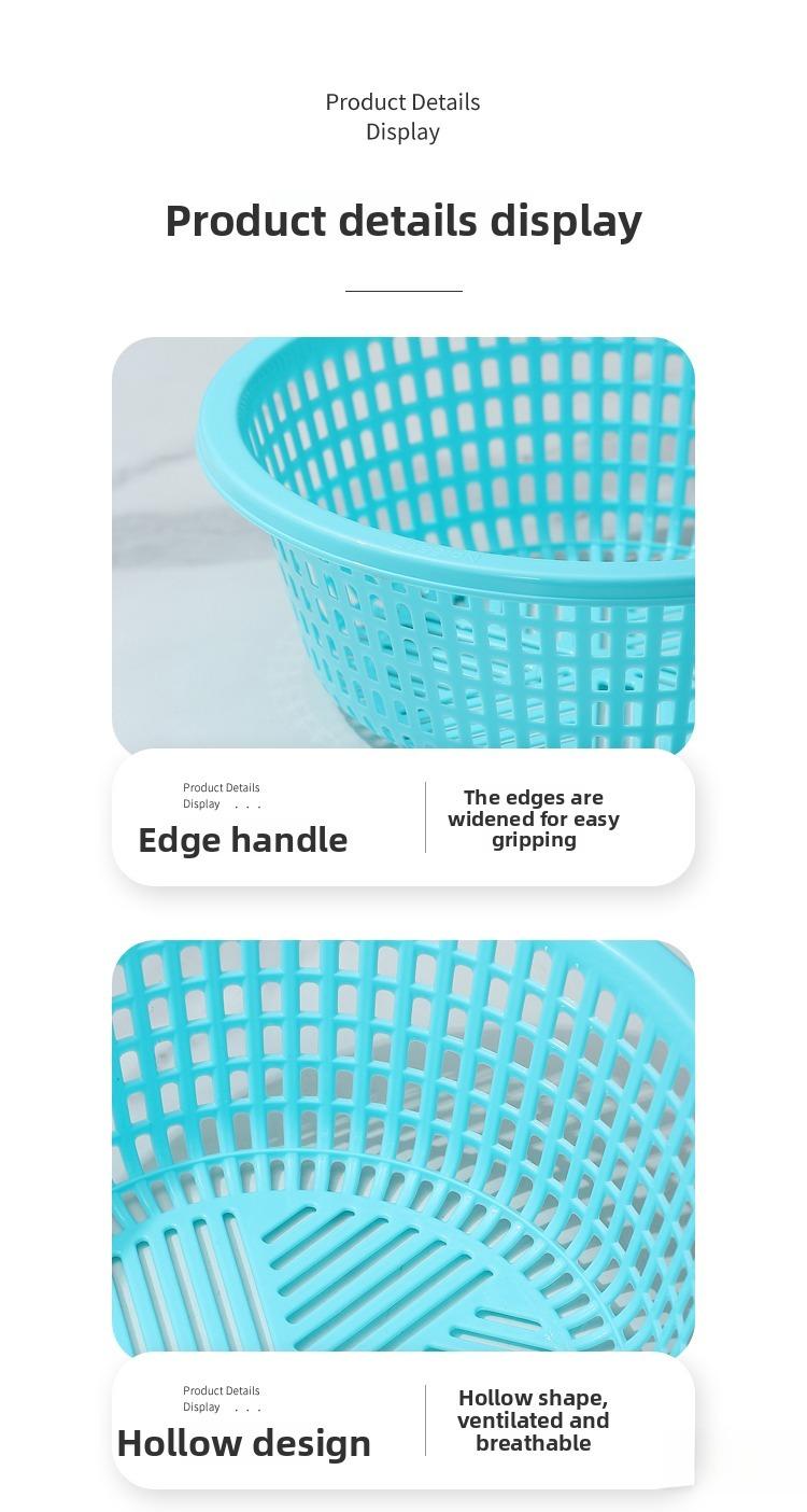 2pcs Stackable Round Plastic Colanders, Thickened Mesh with Drain Holes, Kitchen Multi-Functional Cleaning Basket, Space-Saving Design