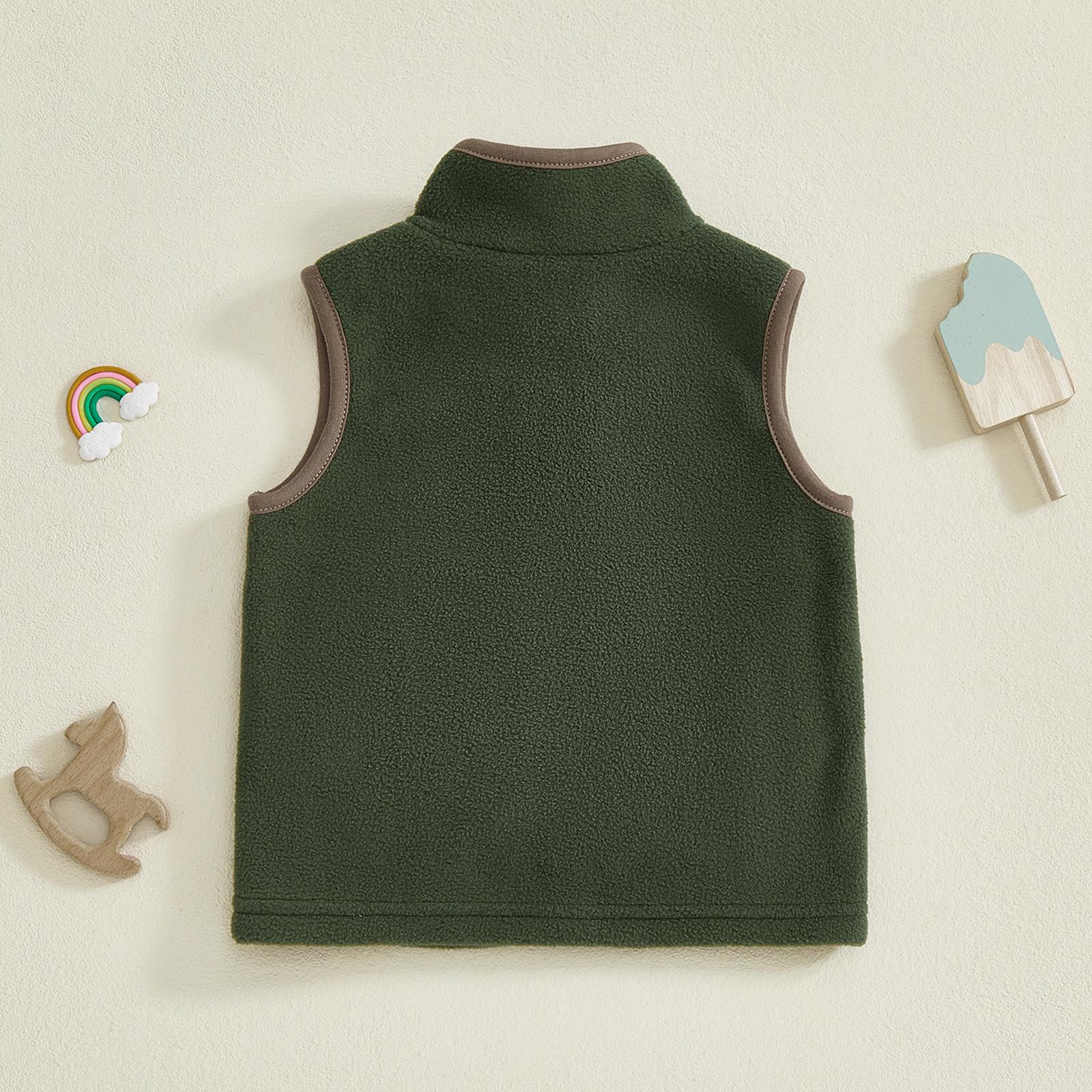 Babamoon Polyester Zip-Up Fleece Vest, Sleeveless Waistcoat for Toddler Baby Boys, Infant Fall Winter Outerwear Jacket Coat