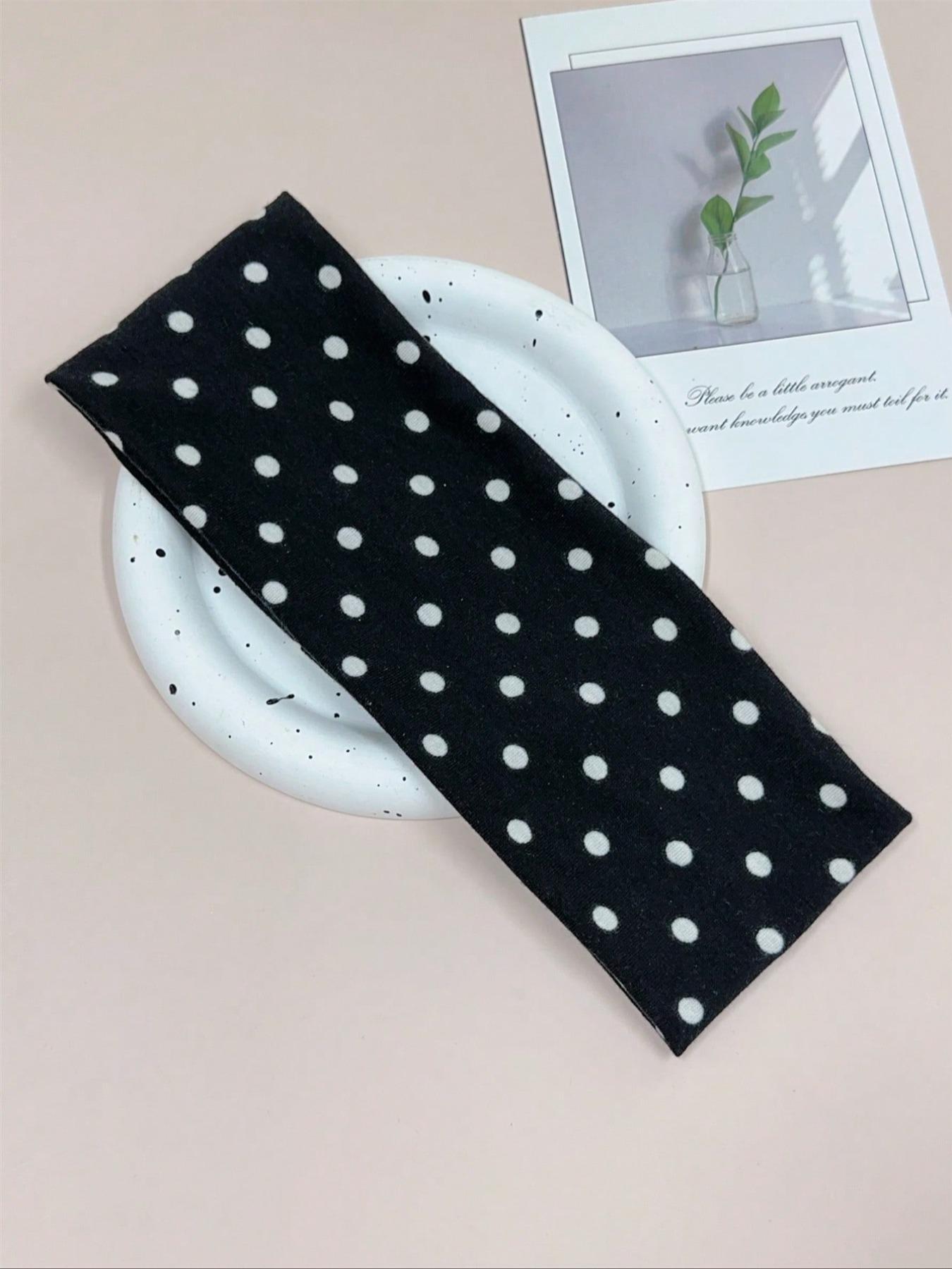 Women's Polka Dot Elastic Sports Headbands, Sweat-Absorbing Fabric Hair Bands for Yoga, Running, Fitness, Daily Wear, Boho Style