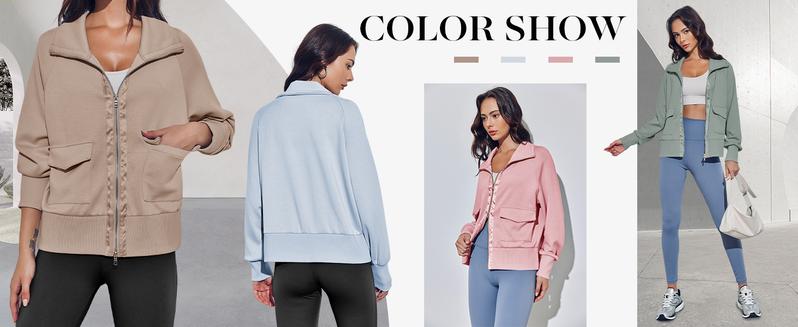 Fisoew Women's Zip up Sweatshirt Collared Neck Long Sleeve Loose Casual Lightweight Jacket with Pockets Fit Breathable puffer jacket winter outfits leather jacket winter trench zip coat Bomber Activewear fur coats for women leather jacket Womenswear Fisoew Women's Zip up Sweatshirt Collared Neck Long Sleeve Loose Casual Lightweight Jacket with Pockets Fit Breathable puffer jacket winter outfits leather jacket winter trench zip coat Bomber Activewear fur coats for women leather jacket Womenswear