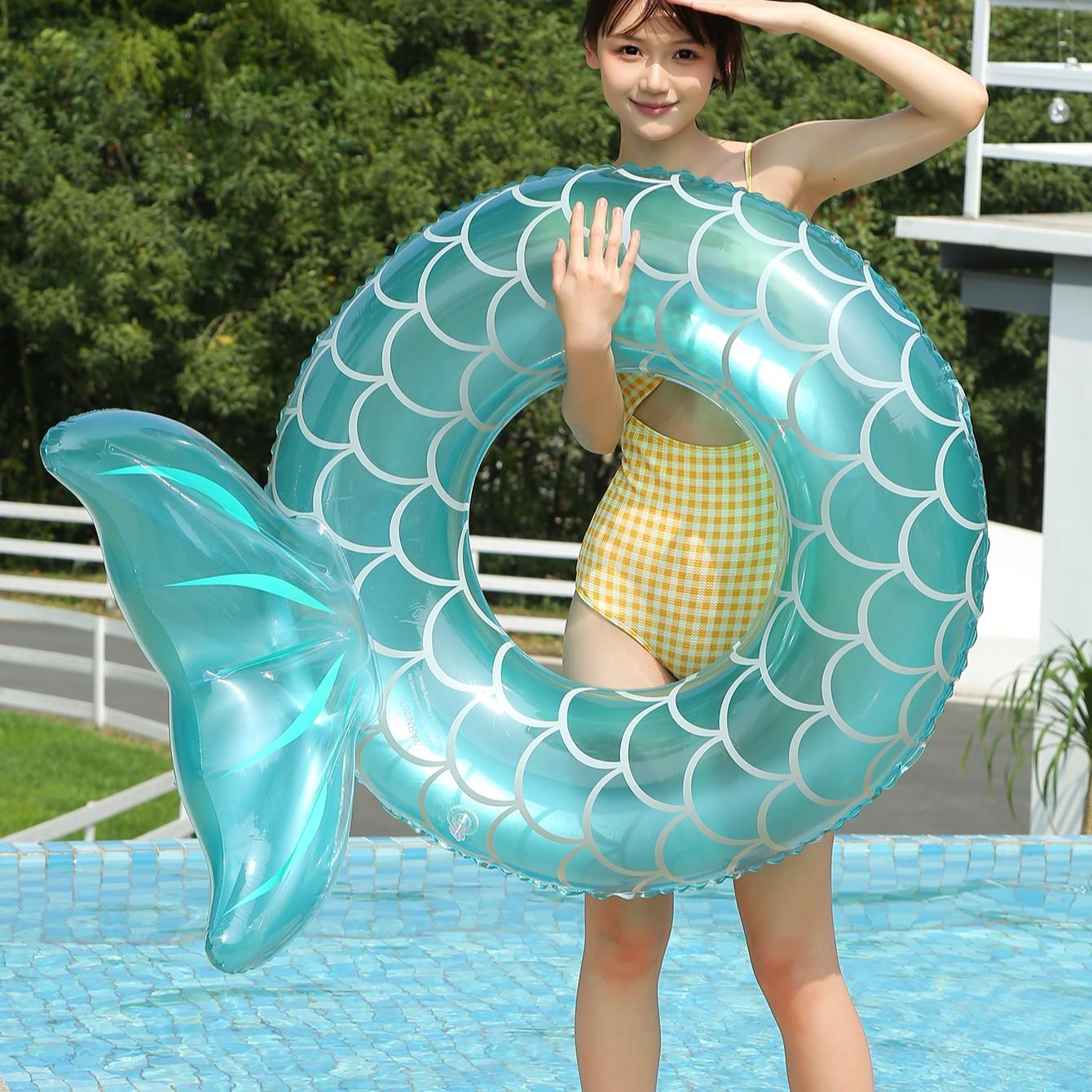 Mermaid Tail Pool Float, Cute Fun Swimming Ring, Outdoor Pool and Beach Use, Party Floating Circle, 1 Piece Pack