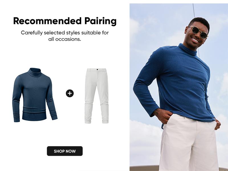 JMIERR Men's Casual Long Sleeve Turtleneck Shirts Lightweight Mock Pullover Sweaters Knitted T Shirt Slim Fit Tee Tops