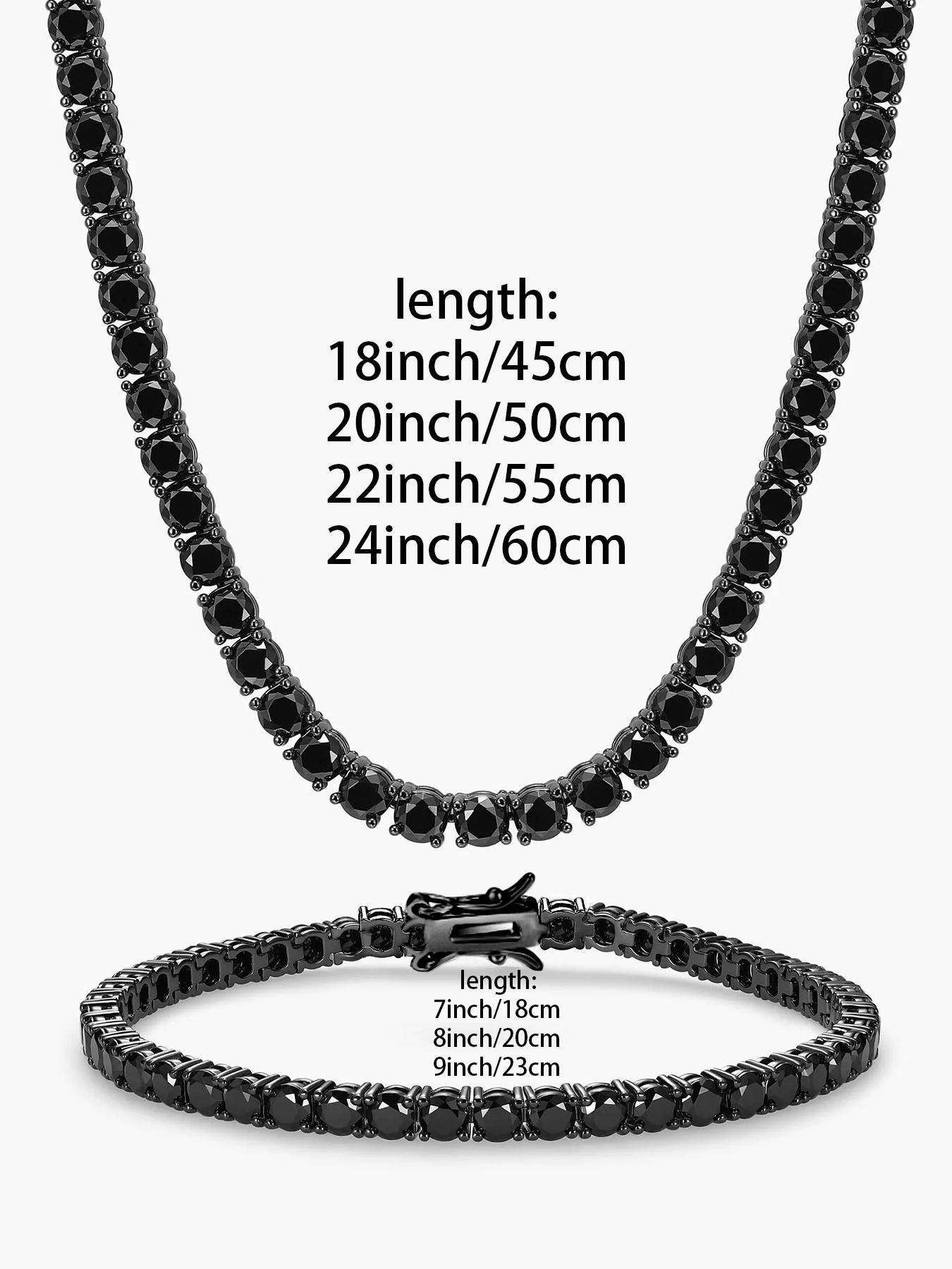 Iced Chics 2 Piece Set Bracelet & Necklace, 4mm Tennis Chain, Hip Hop Street Style, Fashionable Gift for Dad & Boyfriend