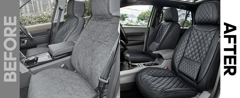 New Luxry Leather Car Seat Covers 5 Pieces, Full Set Universal Seat Covers for Cars, Waterproof Leather Auto Seat Protectorswith Lumbar Support Airbag Compatible, Car Interiors Fit for Most Sedans SUV , Black