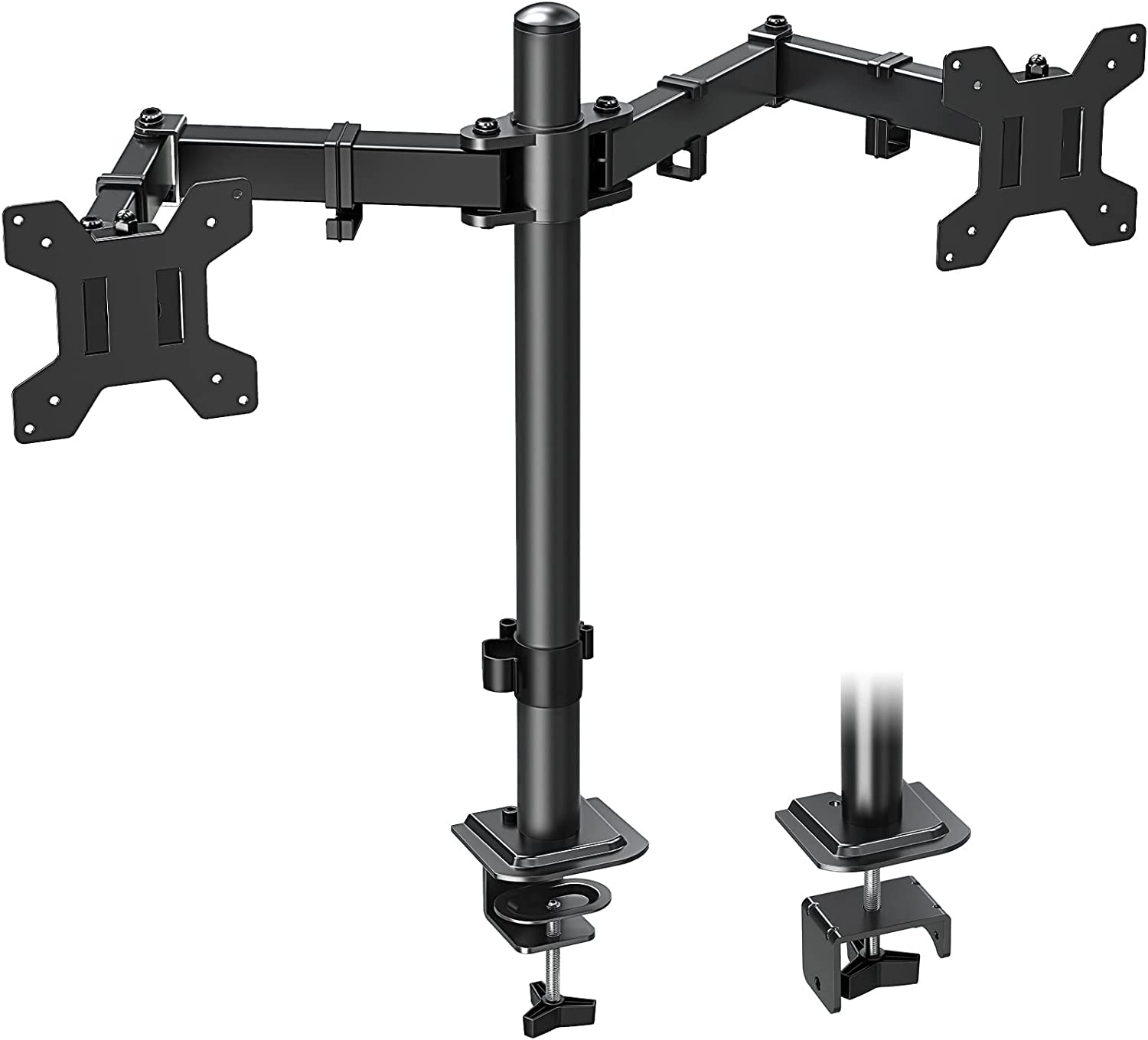 MOUNTUP 17"-32" Dual Monitor Desk Mount, Max 27" for Curved Screens, Each Hold Up to 19.8lb, VESA 75x75mm or 100x100mm, Fully Adjustable Dual Monitor Arm for 2 LCD Screens, Dual Monitor Stand with C-Clamp and Grommet Base MU0002