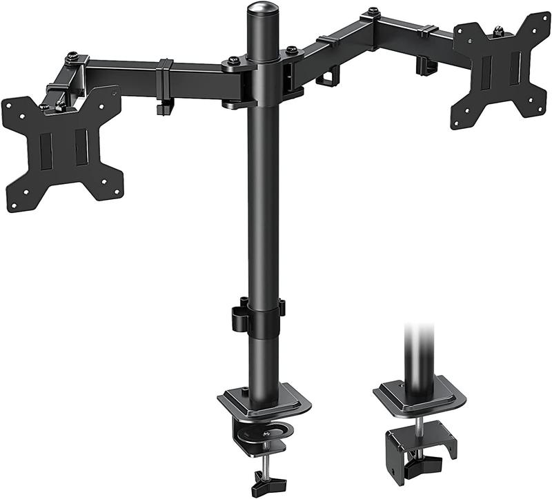 MOUNTUP 17"-32" Dual Monitor Desk Mount, Max 27" for Curved Screens, Each Hold Up to 19.8lb, VESA 75x75mm or 100x100mm, Fully Adjustable Dual Monitor Arm for 2 LCD Screens, Dual Monitor Stand with C-Clamp and Grommet Base MU0002
