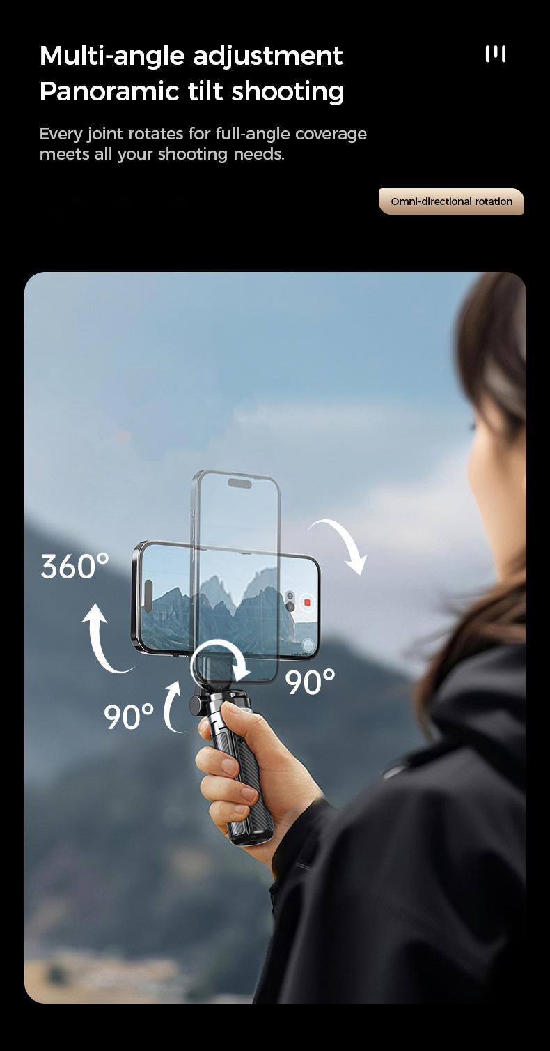 2026 New 4-in-1 Multifunctional Magnetic Selfie Stick 360° Rotation Compact Stylish with Wireless Bluetooth Control Magnetic Phone Holder for Selfies Video Recording Vlogging Compatible with Most Phone Modes Tripod Stabilizer ，Max extend to 14.96 inches