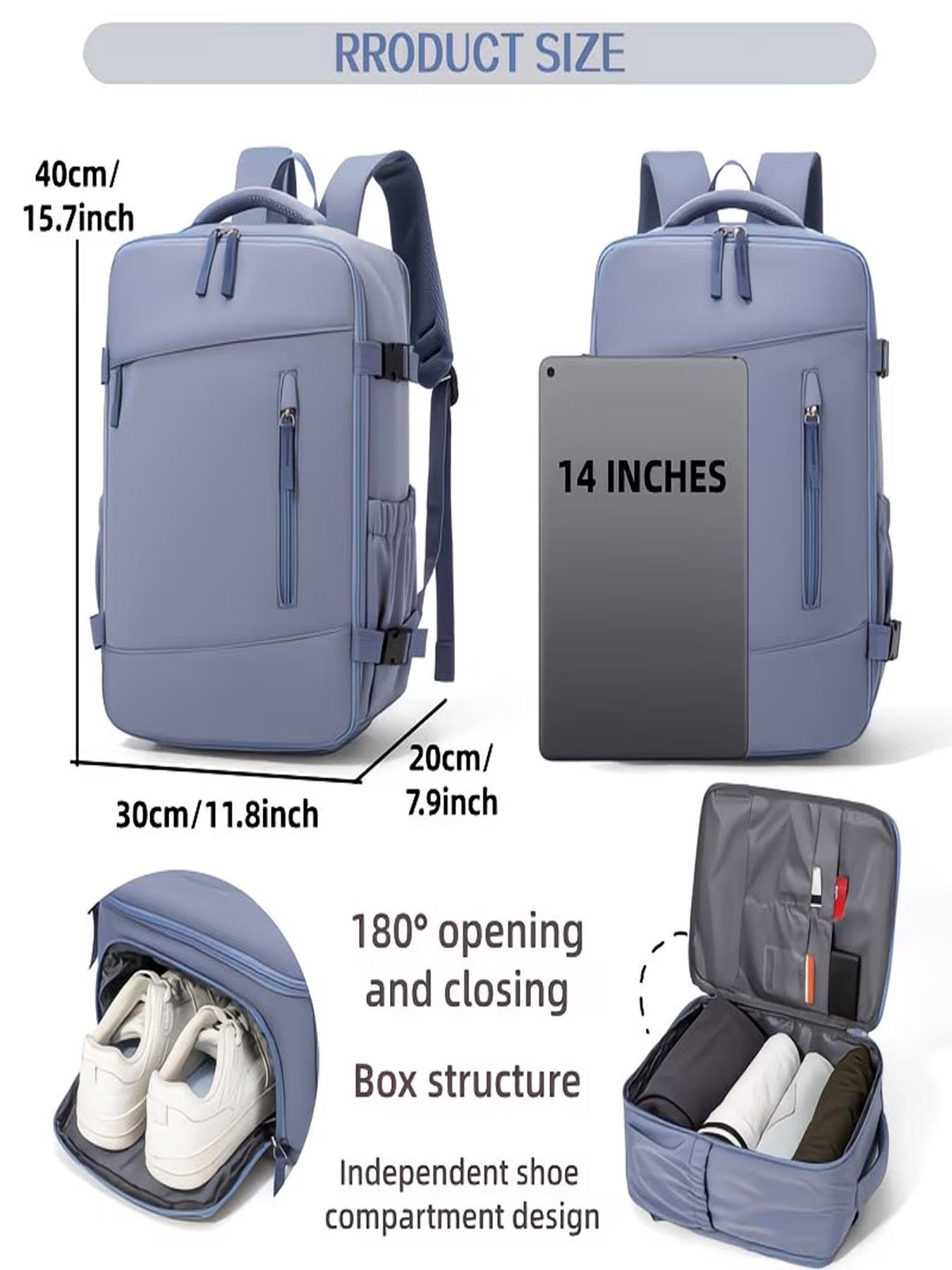 Women's 40x30x20cm Carry On Travel Backpack, Wizz Air Approved Luggage, Shoe Compartment, Laptop Bag, Hiking, Outdoor, Business Use