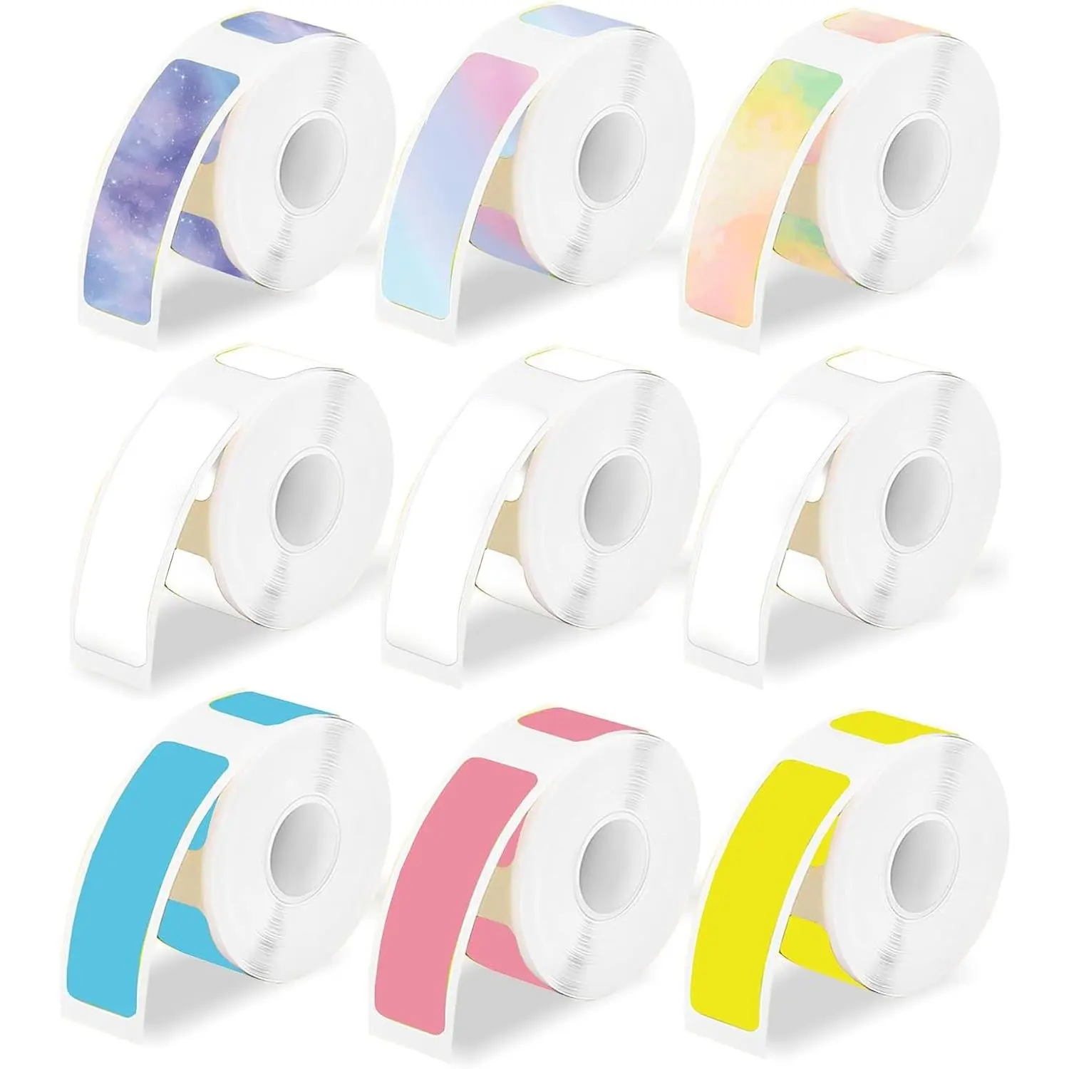 9 Rolls Colored D30 Label Tape, 1440 Pcs 12 x 40mm Thermal Label Maker Tape Compatible with Phomemo D30 Waterproof Self-Adhesive Thermal Printer Label Sticker Paper for Office School Home