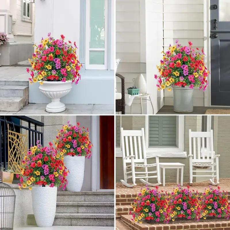 1pcs Artificial Fake Flowers for Outdoor Decor, Faux Daisy Eucalyptus Plants, UV Resistant for Planter Pot, Front Porch Garden Patio Decoration