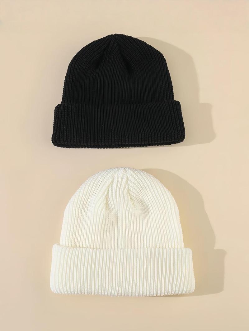 Men's Solid Color Knit Beanie Hat, Casual Street Soft Comfortable Beanie Cap for Fall & Winter, Fashion Accessories for Daily Wear, Knitted Hat