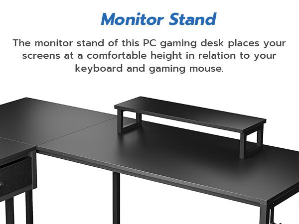 SEDETA L-Shape Gaming Desk Computer Desk with LED Lights Hanging Panel and Drawer with Brackets and Storage Shelves Home Office Corner Desk Modern