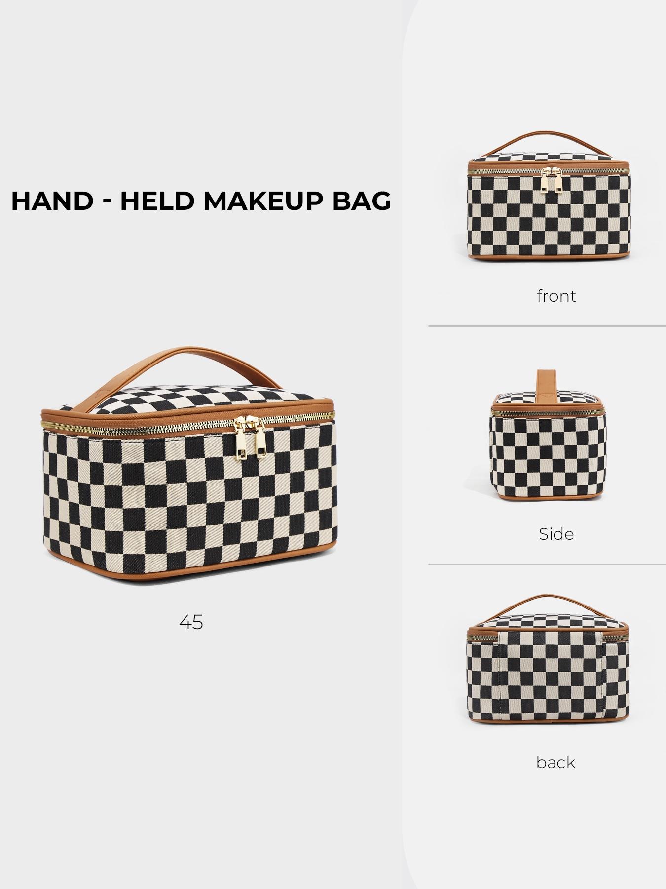 Large Capacity Cosmetic Bag, Portable Zipper Makeup Bag, Cosmetic Travel Bag with Zipper & Carry Handle, Toiletry Case Organizer Storage Pouch, Travel Cosmetic Bags