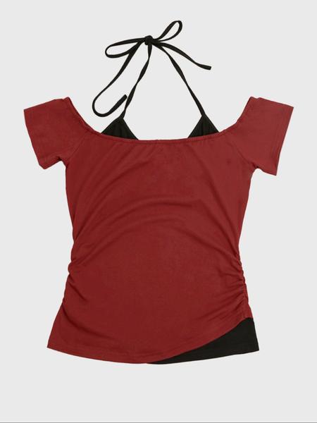 Fashion and casual Y2k women's skull printed back strap T-shirt