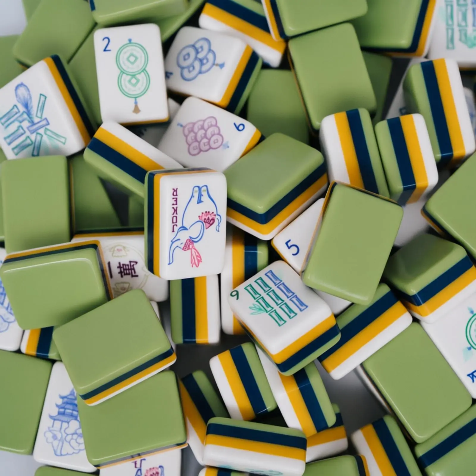 American Mahjong Tile Set, 160 Laser-Engraved Acrylic Tiles with Elephant Design, Tile Sets