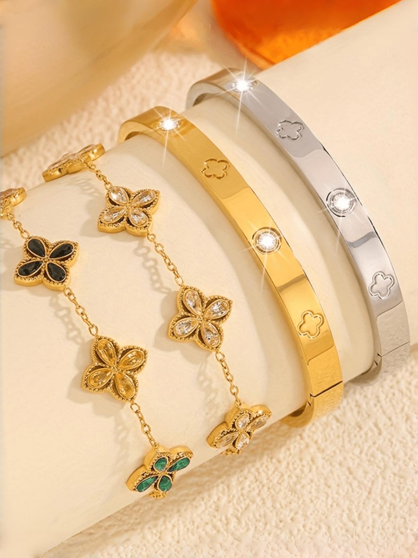 4-piece stainless steel jewelry set, stackable, with an eternal and elegant style, durable and waterproof, a delicate accessory for women suitable for both daily and special occasions, an ideal gift