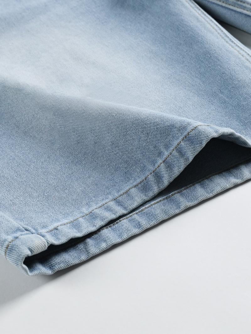 Men's Solid Color Denim Shorts, Loose Casual Comfy Straight Leg Shorts for Summer, Men's Bottoms for Daily Wear