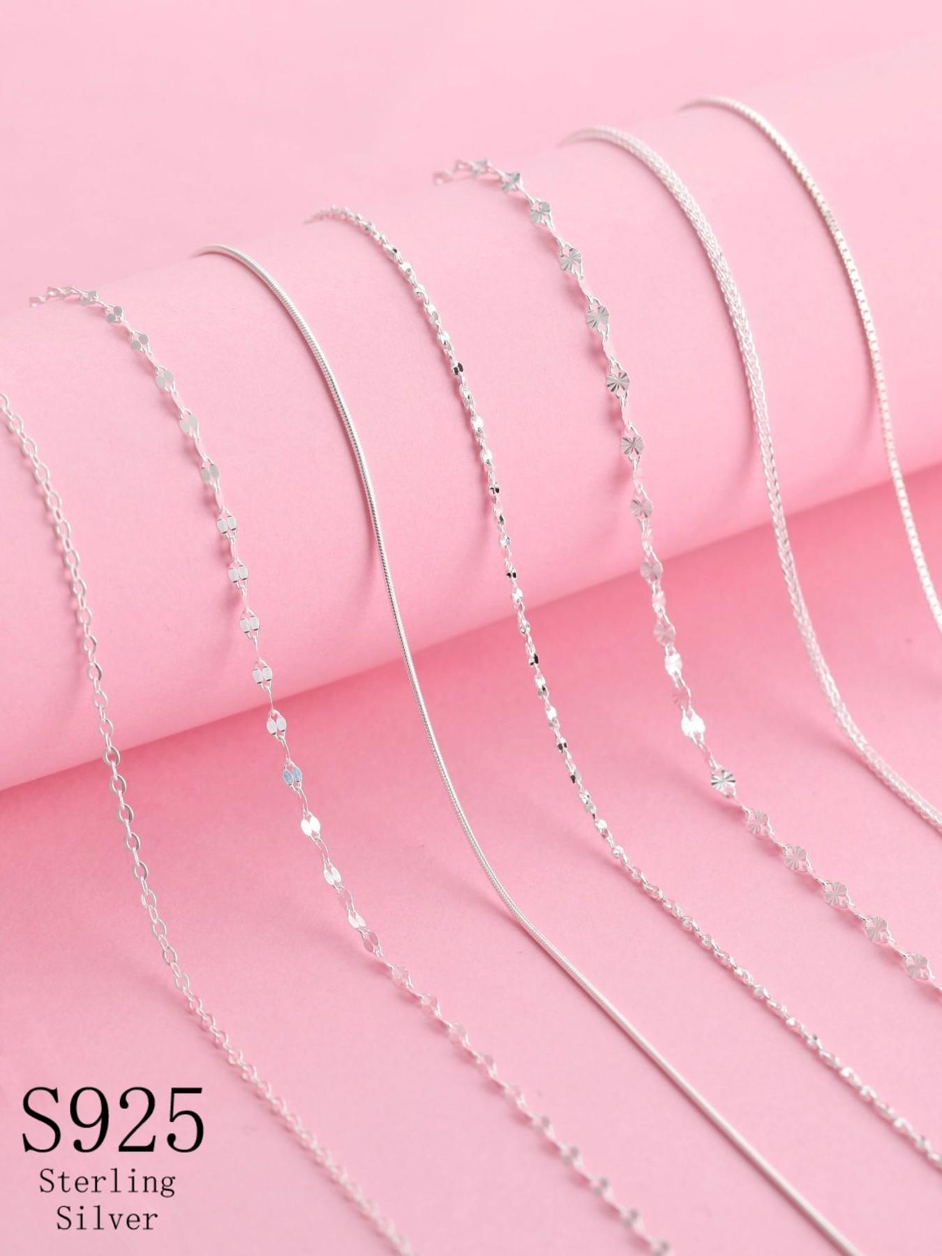 925 Sterling Silver Women's Simple Fashion Chain Necklace, Classic Series Necklace, Fashion Jewelry Accessories for Women As Gift, Minimalist Necklace