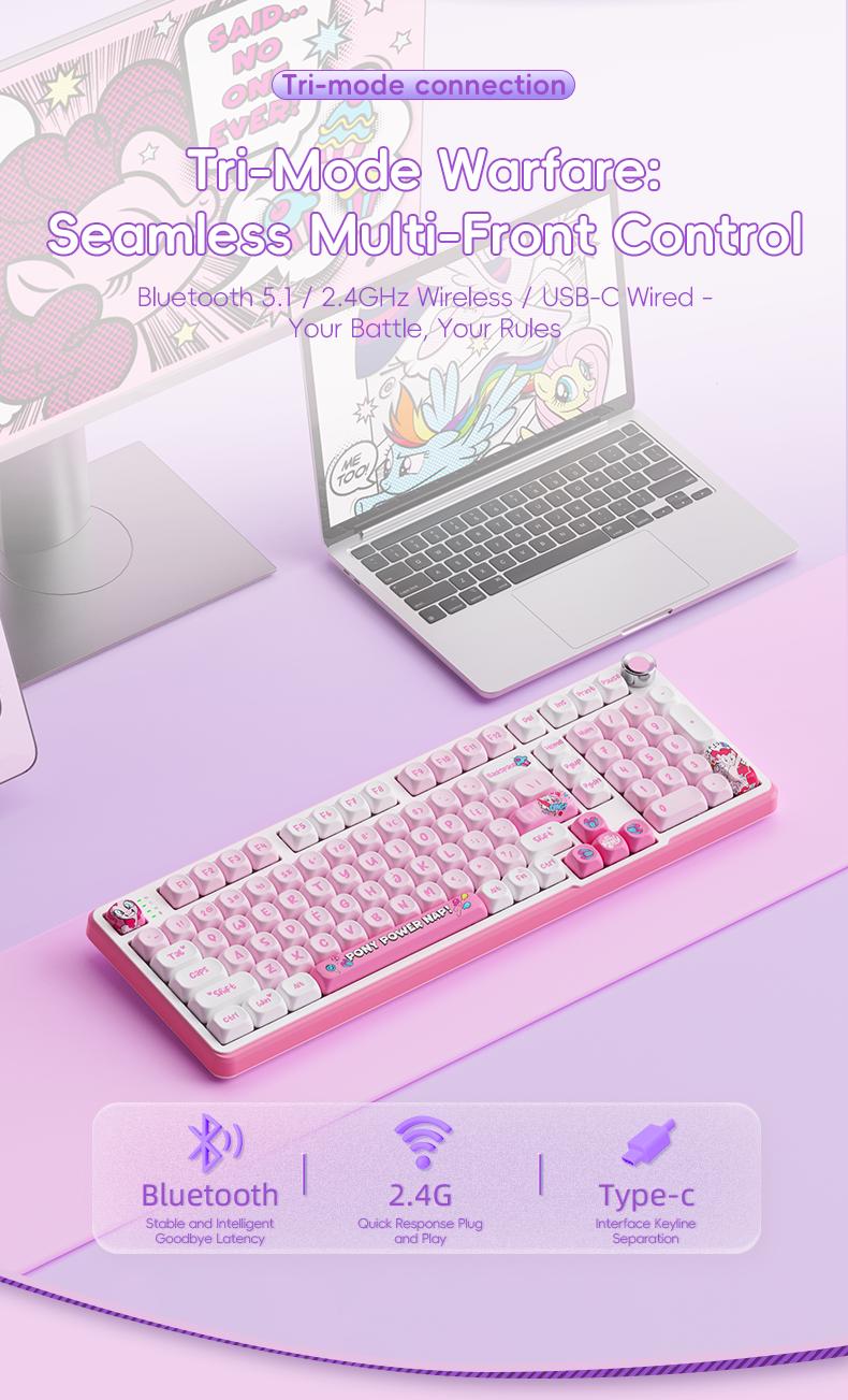 My Little Pony MLP GK01 Bluetooth wireless keyboard dual-mode pink silent keyboard mouse set high-value girls office keyboard and mouse typing game computer notebook tablet IPad pass