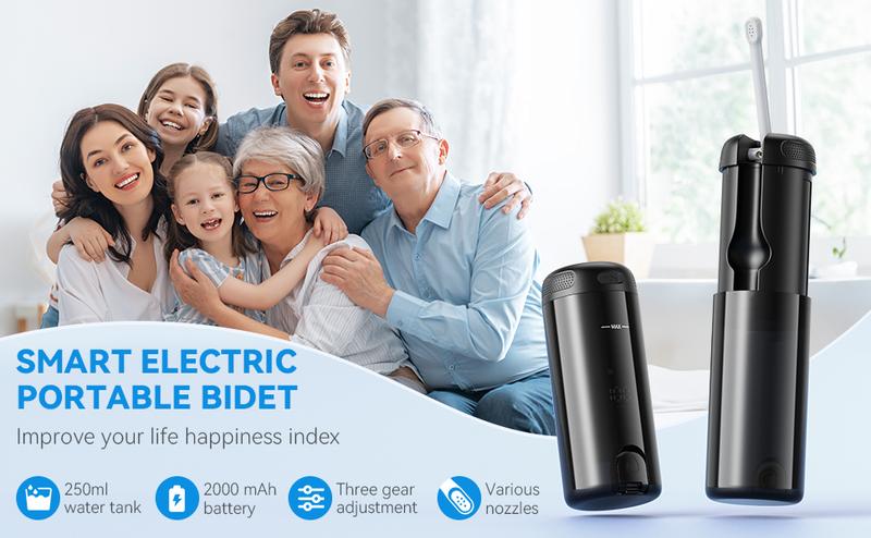 TikTokShopBlackFriday B10 Portable Travel Bidet 250ml USB-Type C Electric Rechargeable Handheld Mobile/Portable Water Sprayer for Men & Women, Personal Hygiene & Soothing Personal Self Care, Mother's Day Gift