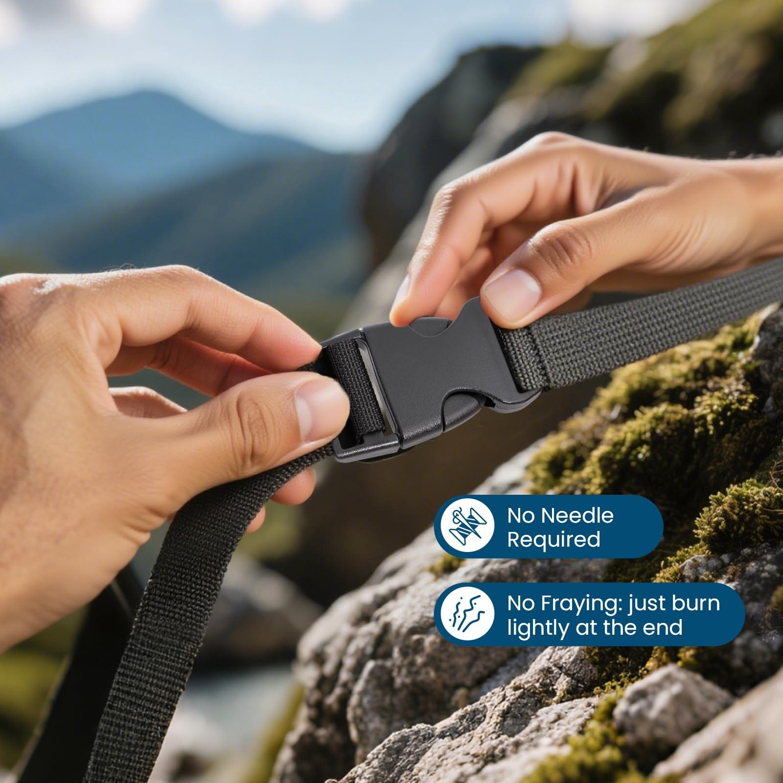 Adjustable Backpack Strap Set, Durable Polyester Webbing (exceeds Nylon), Includes 6 Quick-Release Buckles & 12 Sliding Clips, Shoulder Strap