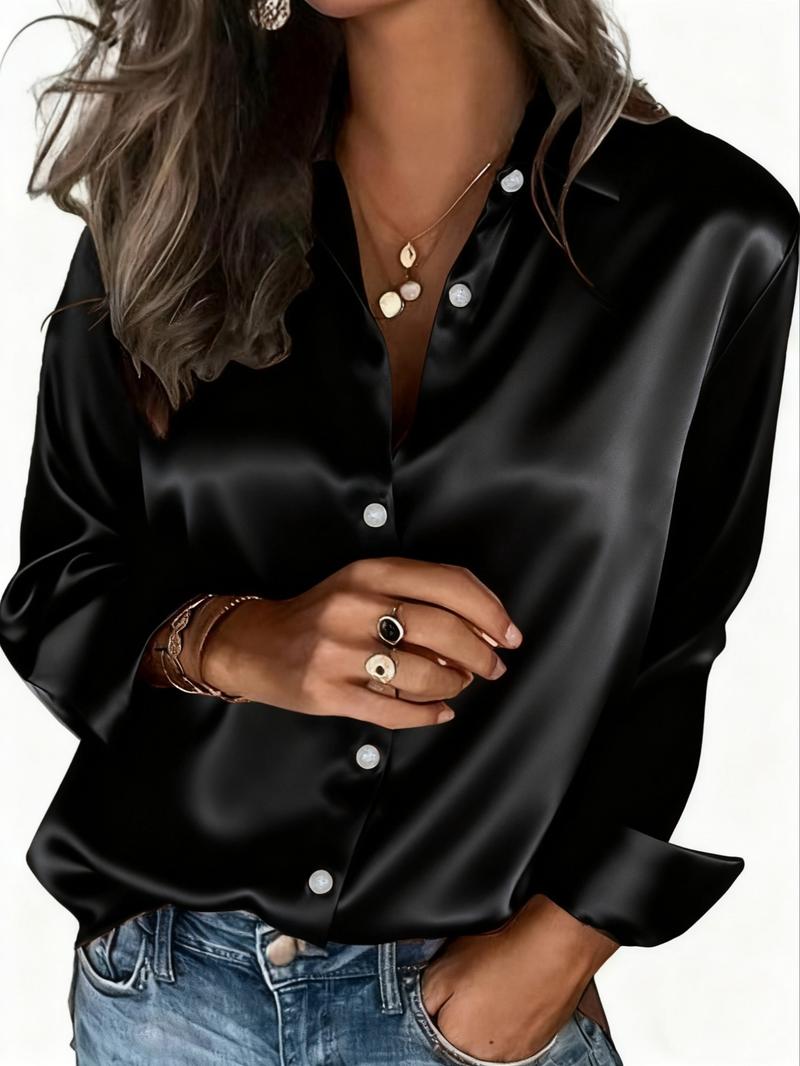 New Women's Clothing for All Seasons: Fashionable Light-Sensitive Satin, Casual and Versatile Button-Down Shirt Blouse New Women's Clothing for All Seasons: Fashionable Light-Sensitive Satin, Casual and Versatile Button-Down Shirt Blouse