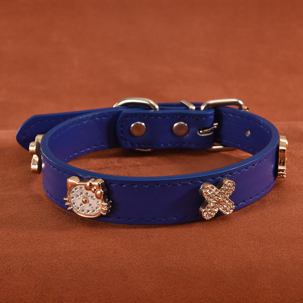 Leather Pet Collar for Small Dogs and Cats, Pearl and Rhinestone Design, Stylish Dog Harness Accessory, Elegant Cat Necklace