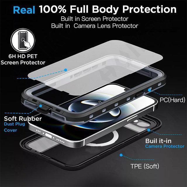 IP68 Waterproof Magnetic Case For iPhone 17 16e 16 15 14 Pro Max Pro 13Protector Full Body Protective Dustproof Phone Case