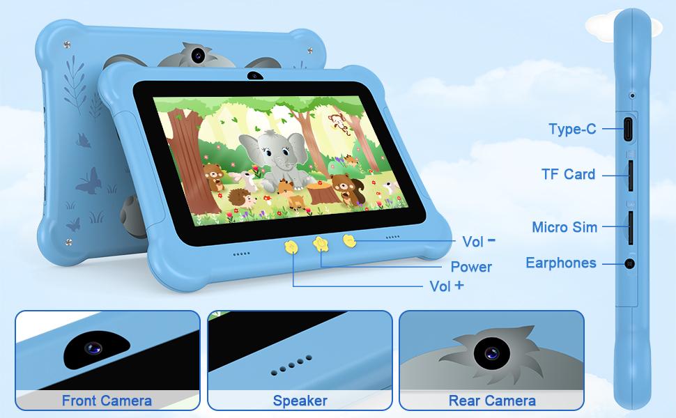 Redbeat B1 Kids Tablet 6GB RAM 32GB ROM Expandable to 1TB Built-in Stand 3G/5G WiFi Eye Health Mode Drop-Resistant Design for New Year Birthdays or Holidays Gifts Black Friday Flash Sale Halloween