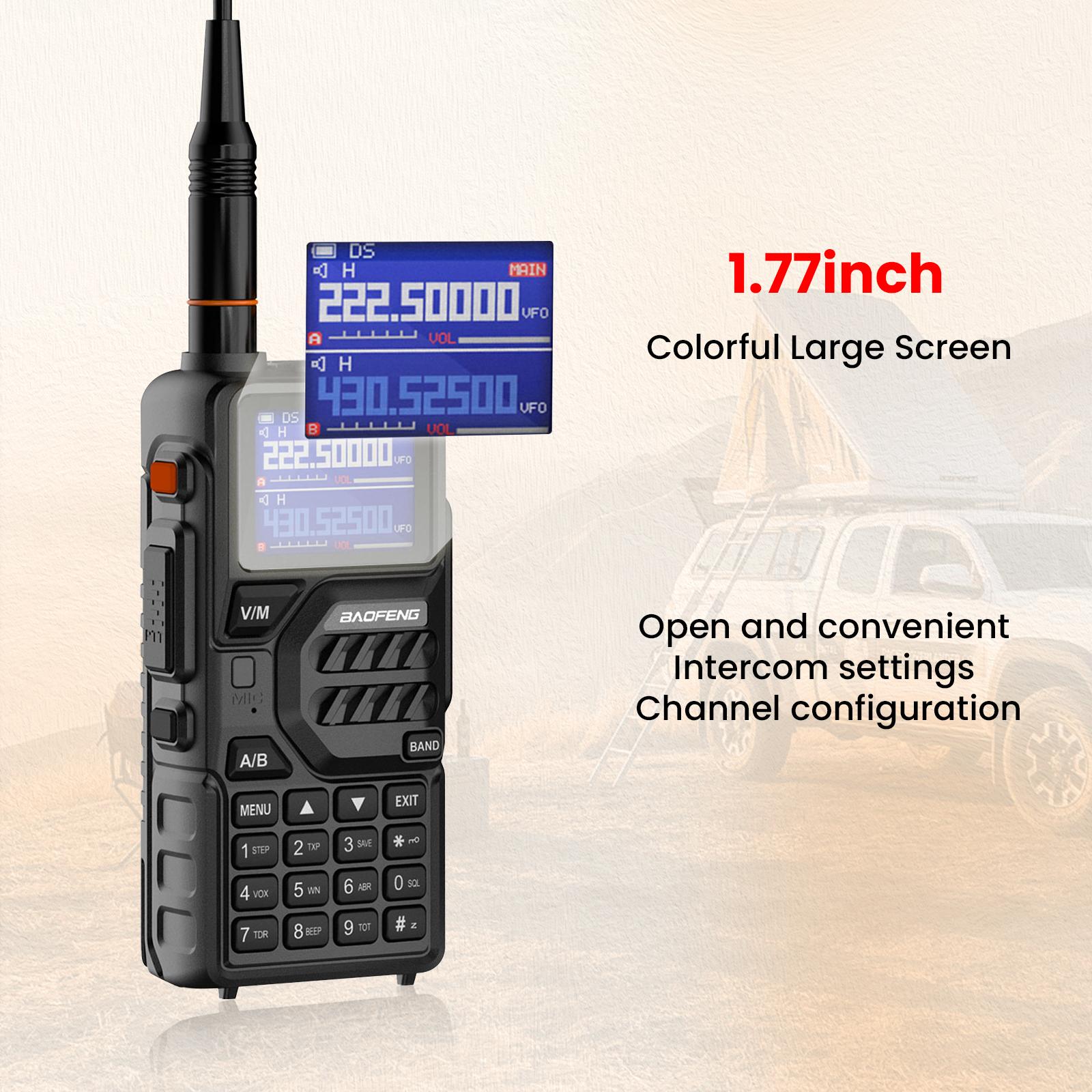BAOFENG Radio K5PLUS 10W Max Power Handheld Walkie Talkie Long Range Two Way GMRS Radio, Rechargeable Long Range Ham Radio with NOAA Weather Alert Copy Frequency USB-C Charginng, Survival Gear for Ourdoor Audio