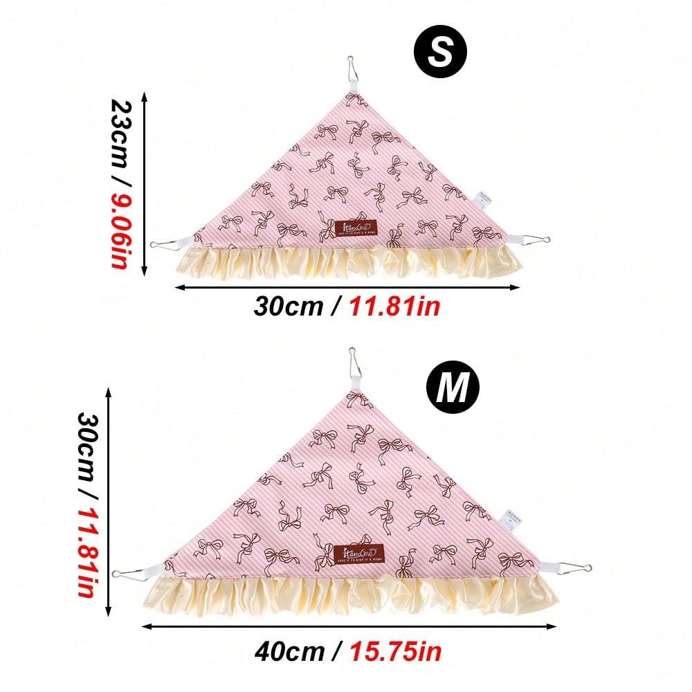 1pc Ruffled Edge Small Pet Hammock with Printing Patterns, Small Pet Sleeping Bed Hanging Triangular Bed with Hooks, Cozy Resting Nest Guinea Pig Bed for Guinea, Hamsters & Other Small Pets