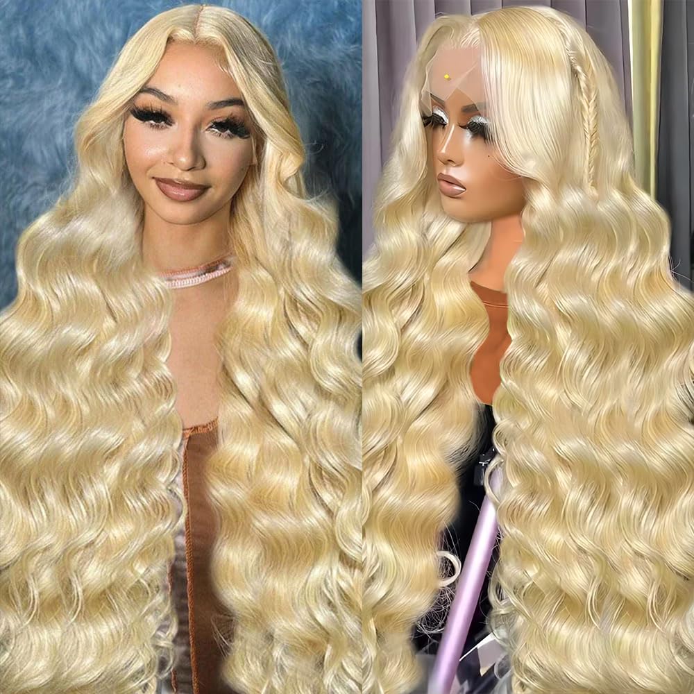 613 Lace Front Wig Human Hair 13x4 Transparent Lace Blonde Lace Front Wigs 613 Body Wave Lace Front Wigs Human Hair Pre Plucked 613 HD Lace Frontal Wig 180% Density