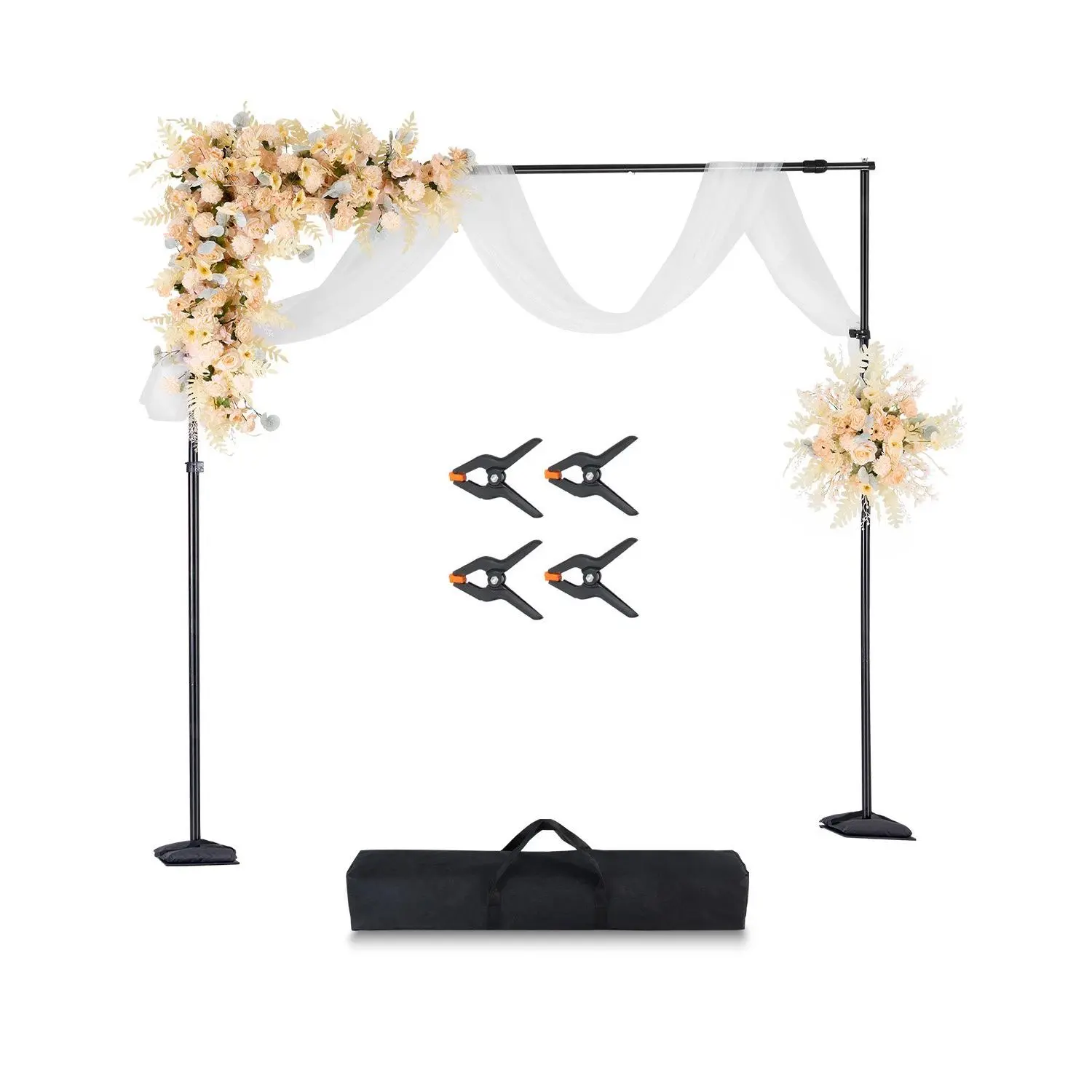 VEVOR Adjustable Photo Backdrop Stand Kit, 8.5x10 ft Heavy-Duty Crossbar Arms Stand with 7 Crossbars, Flat Feet Base, Easy Setup Portable Kit for Wedding, Photo Video Studio