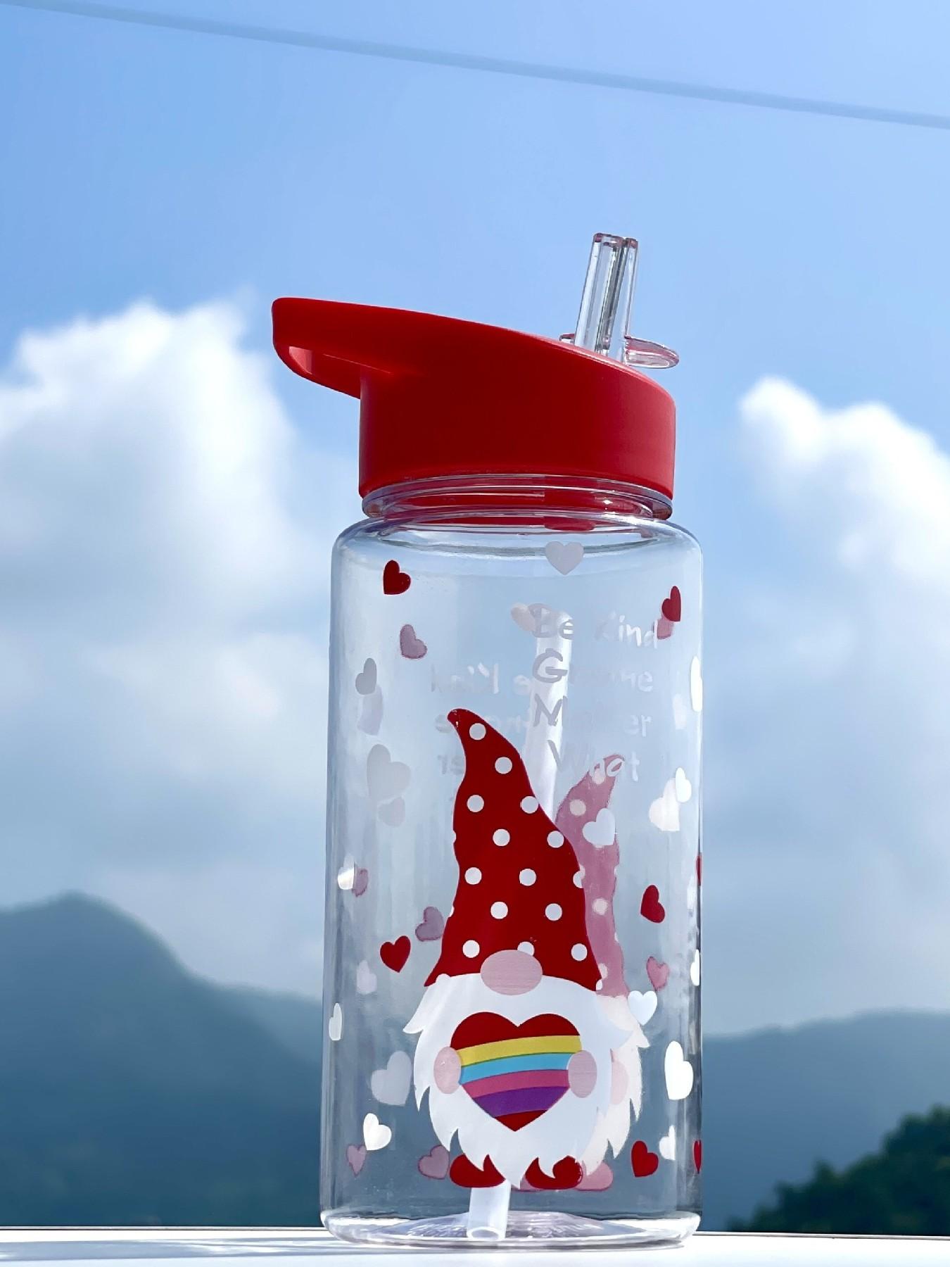 1pc Cross-Border Cartoon Pattern Personalized Plastic Water Bottle, Portable Handle, Space Cup, Straw, Ideal for Outdoor Sports